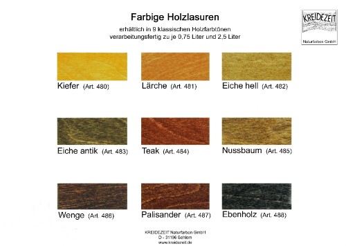 Farbpalette der Kreidezeit Holzlasuren